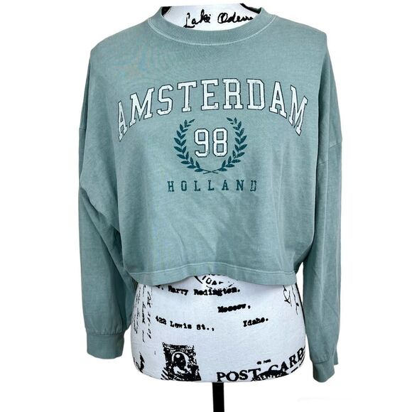 Wild Fable Slate Slate Blue Long Sleeve Heavy Knit T-Shirt Size XXS relax fit - Picture 1 of 14